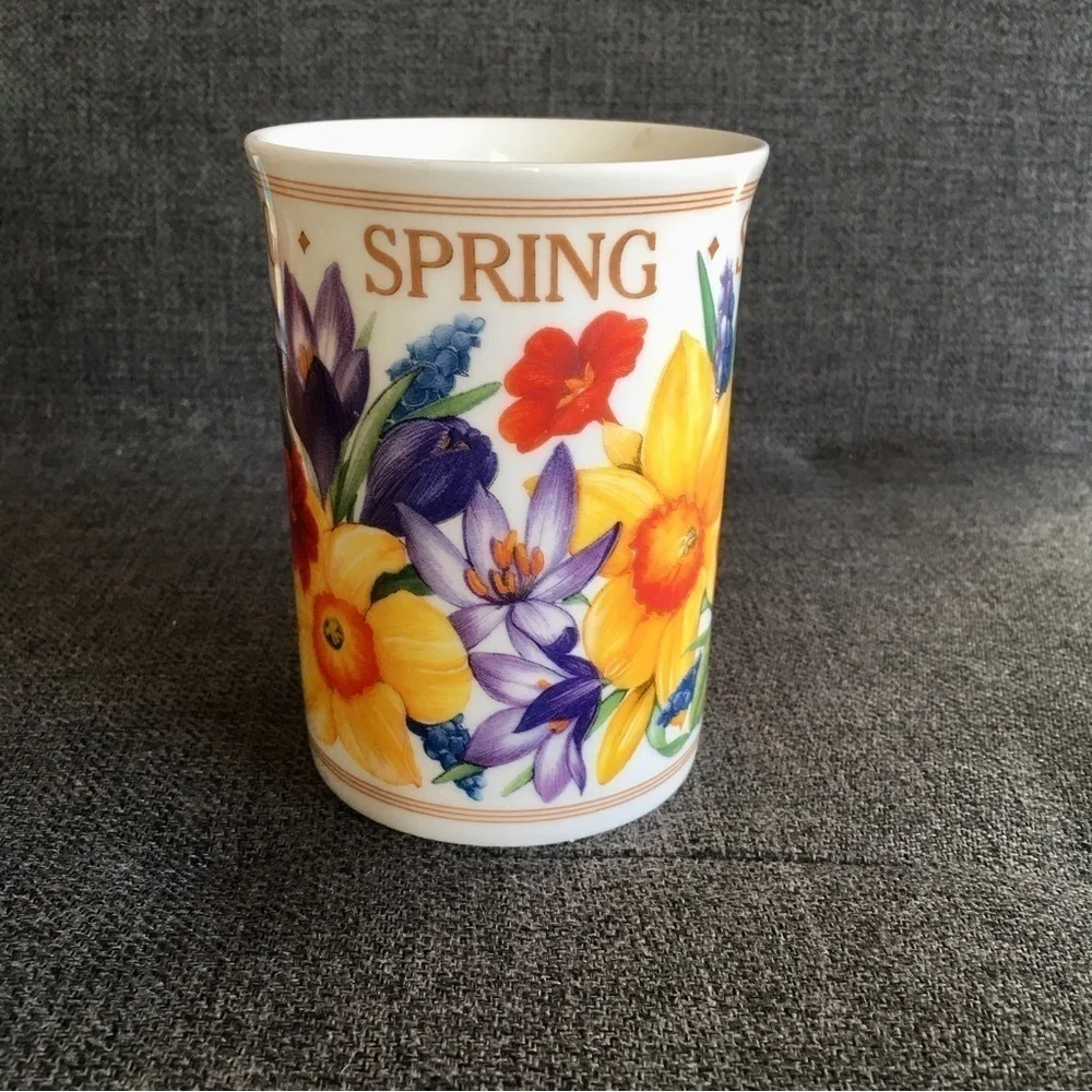 Vibrant, Colorful, Floral Fine Bone China Coffee or Tea Mug, 10 oz